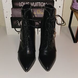 BCBGeneration Silver and Black Ankle Booties with Stiletto Heel